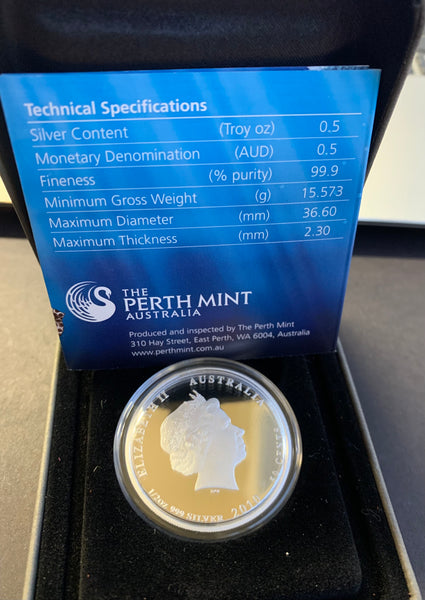 Australia 2010 Perth Mint 50c Australian Sea Life The Reef Moray Eel 1/2oz .999 Proof Silver Coin