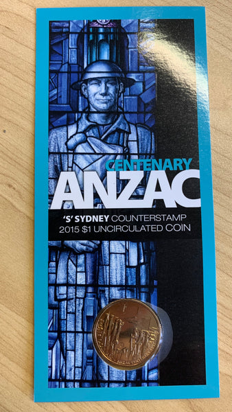 2015 Australia ANZAC Centenary carded $1 Uncirculated Coin.