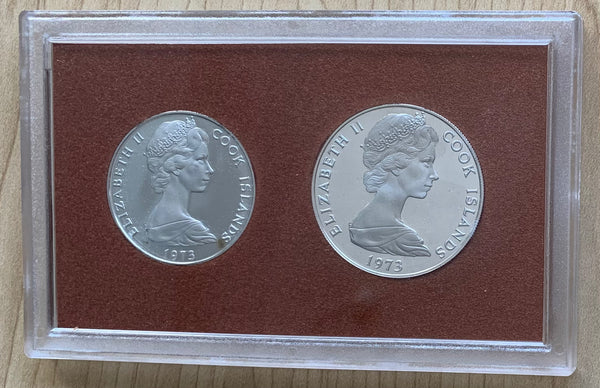 Cook Islands 1973 $7.5 & $2.5 Captain Cook Silver Proof Coin Set