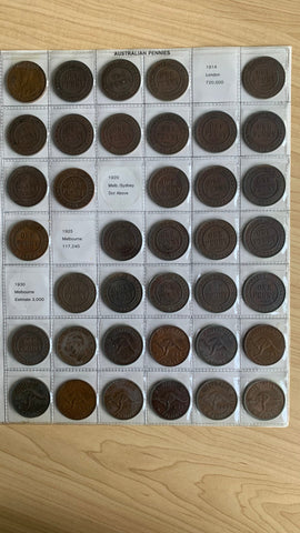 Australia Penny collection Penny Set Excluding 1914,1925, 1946 & 1930