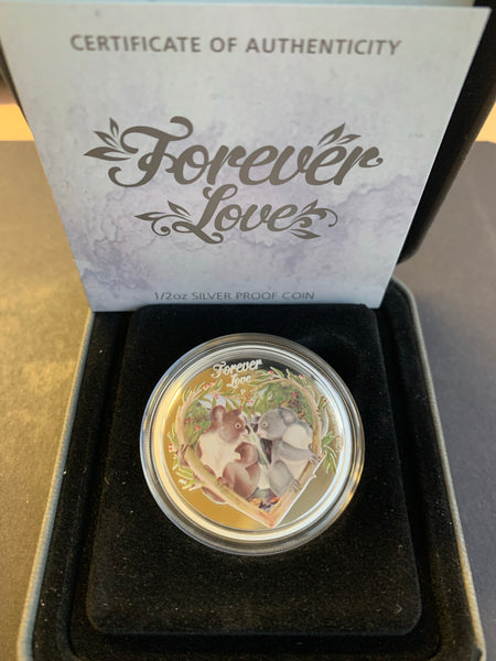 Tuvalu 2012 Perth Mint "Forever Love"  Coloured  50 cents 50c 1/2oz .999 Proof Silver Coin
