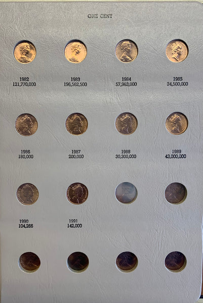 Australia 1966 - 1991 One cent & Two Cents 1c & 2c Uncirculated Coin Collection in Dansco Supreme Album