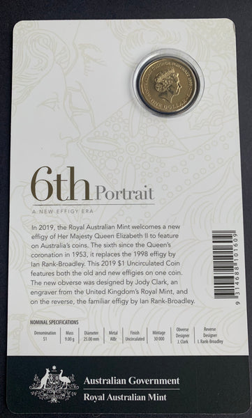 2019 RAM $1 6th Portrait A New Effigy Carded Uncirculated Coin