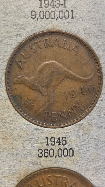 Australia Penny 1911 -1964 collection including scarce 1925 & 1946 1d in Dansco Album