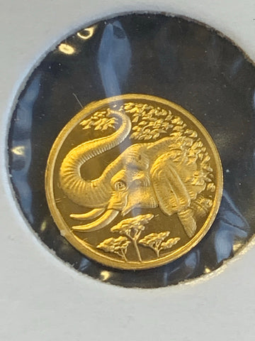 Somalia 2005 Elephant 1/50th oz Gold Proof Coin.