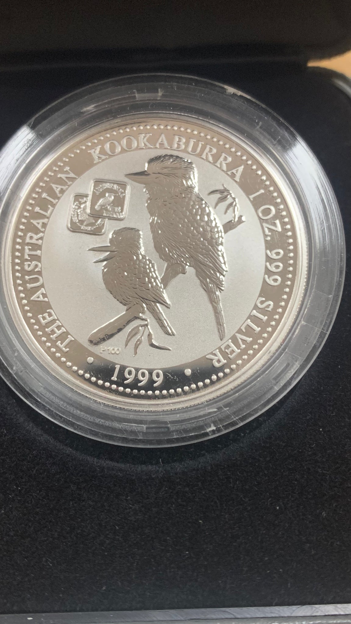 Australia 1999 Perth Mint Square Penny Privy Mark $1 Kookaburra 1oz Silver Coin