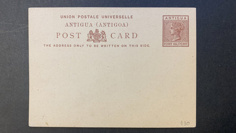 Antigua Penny Halfpenny Brown Queen Victoria Post Card Mint