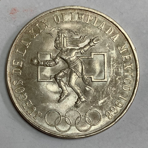 Mexico 1968 25 Peso Olympic Silver coin