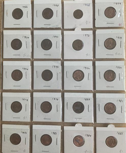 Australian 1966-1985 1c Coin Collection