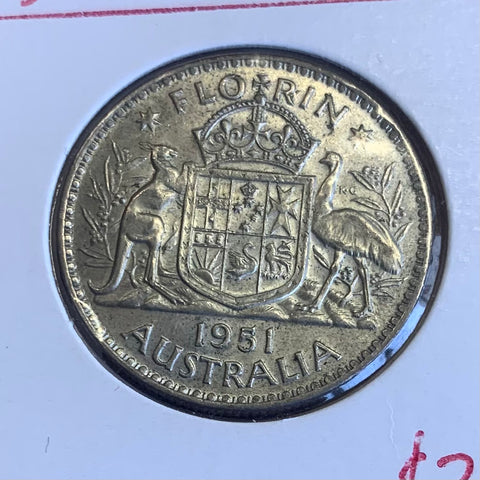 Australia 1951 2/-  Florin Uncirculated