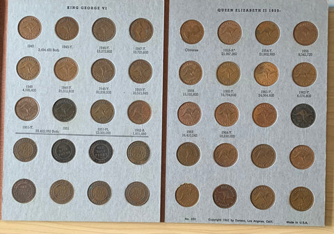 Australia 1911-64 Half Penny  ½d Halfpenny complete Set Excluding 1923 in Dansco Album