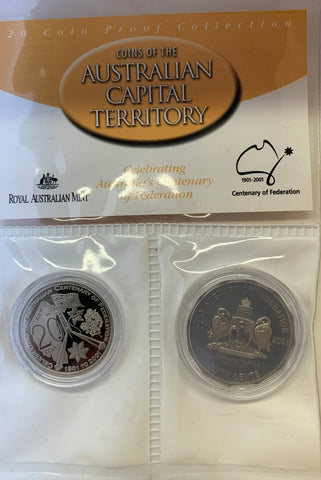 2001 Centenary of Federation ACT 20c & 50c Proof