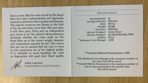 Alderney Great Britain 2015 Salvation Army 5 Pounds Silver Proof
