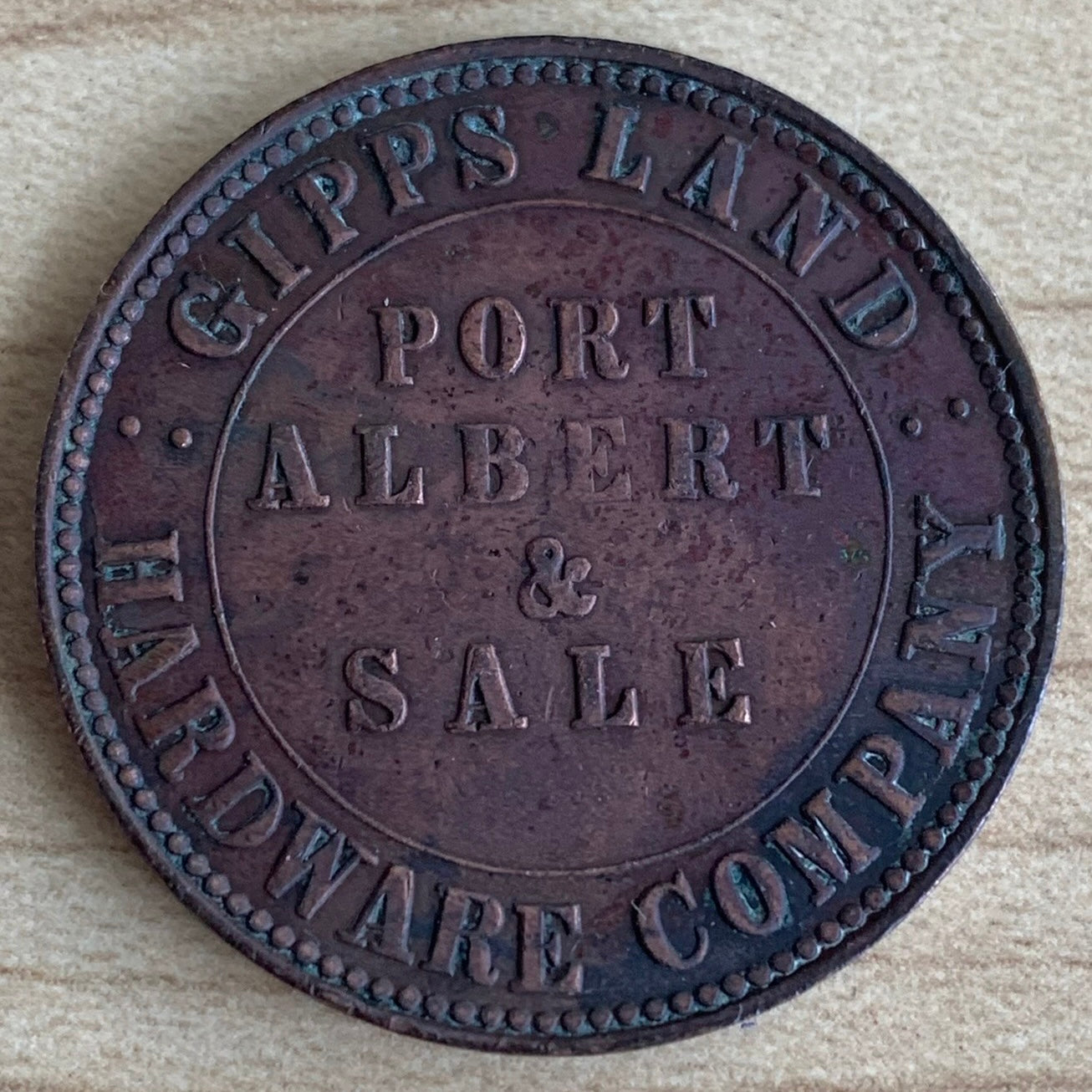 Australia 1862 ND Gippsland Hardware Company 1d Penny Token A146 Rare