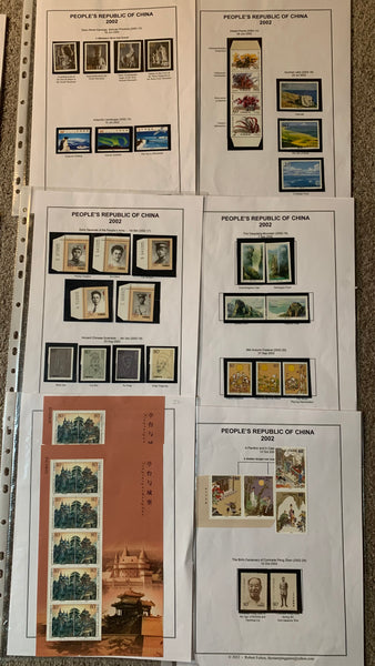 PRC China 2002 Sets and Miniature Sheets Unmounted Mint Collection.