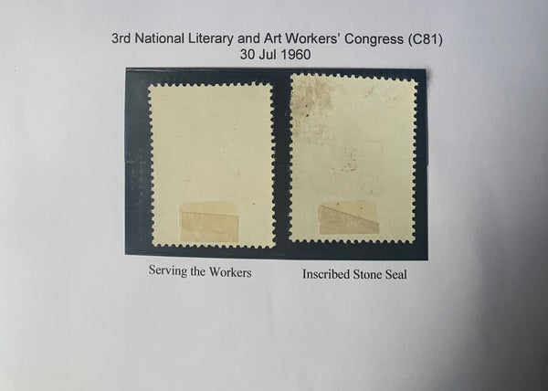 PRC China 1960 Literary & Art Workers Congress C81 Set mounted Mint