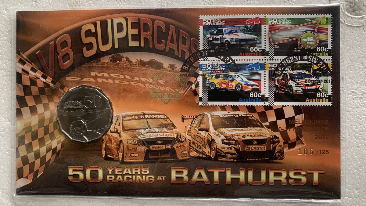 2012 50c 50 Years Racing At Bathurst PNC First Day Of Issue Limited Ed ...