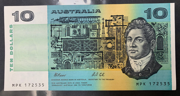 R313b 1991 Australia $10 Fraser Cole Ten Dollars Uncirculated No Plate Letter