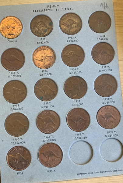 Australia Penny collection including rare 1925 & 1946 1d in Hendo Album