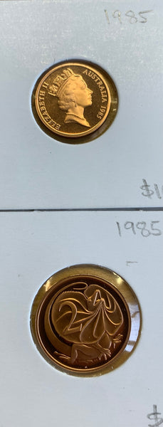 Australia 1985 Proof One Cent and Two Cents 1c & 2c