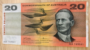 Commonwealth Of Australia 1972 R404 $20 Phillips Wheeler Banknote fine