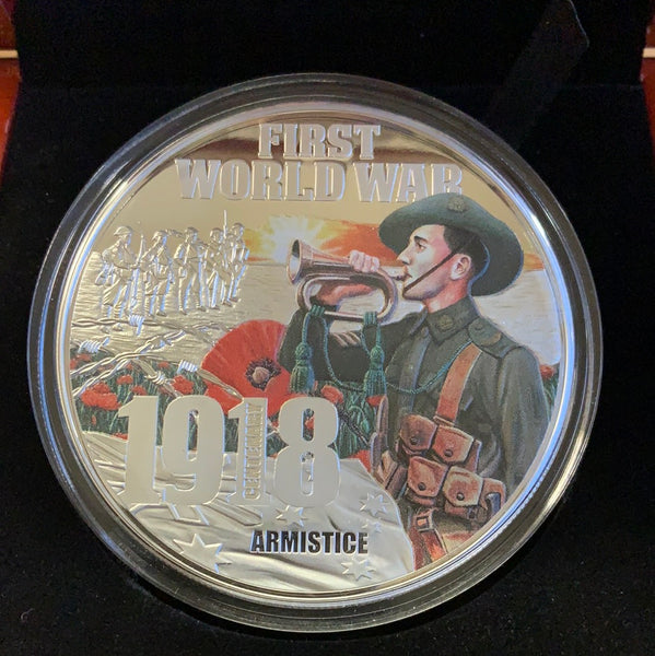 2018 First world War Series - Armistice 5oz 999 Silver Coin Box Cert