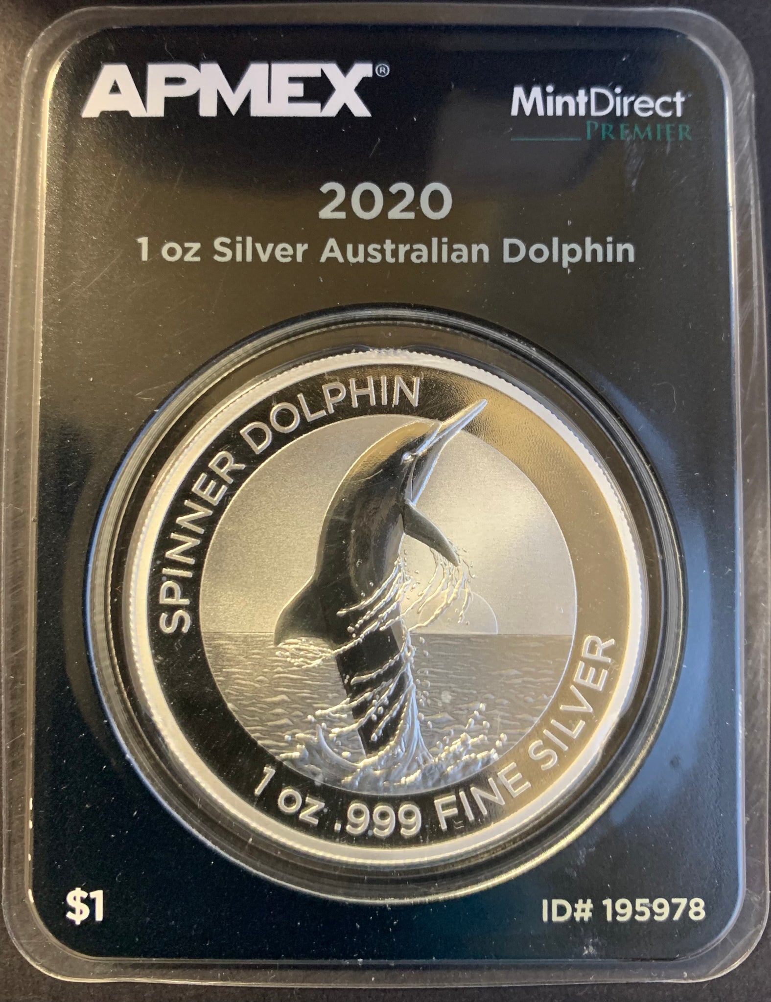 Australia 2020 Perth Mint $1 Australian Spinner Dolphin 2020 Coin 1oz .999 Proof Silver Coin