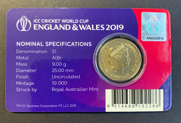 Australia 2019 Australia Royal Australian Mint $1 ICC Cricket carded Uncirculated Coin