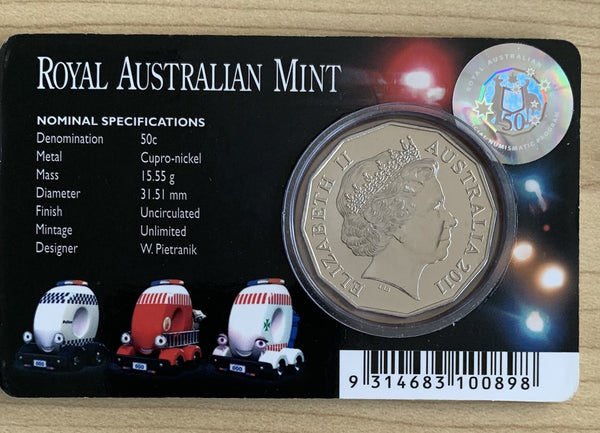 Australia 2011 coloured 50c Fifty Cents Triple Zero Emergency carded Uncirculated Coin