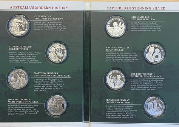 Cook Islands "First Fleet To Federation"  2016 One Dollar Silver Coin Set of 8