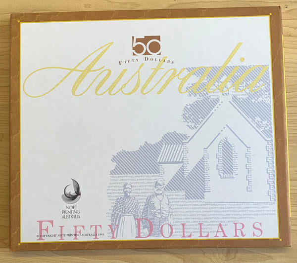 Australia 1995 $50 Paper & $50 Polymer Banknote Folder only 900 made