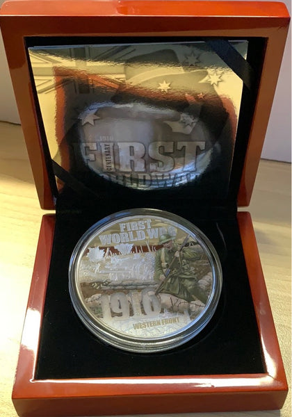 Niue 2016 First World War Series - Western Front 5oz 999 Silver Coin Box Cert