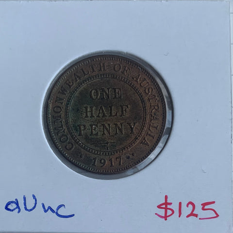 AUSTRALIA 1917 Half Penny ½d aUnc