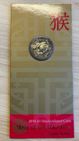 Australia 2016 Royal Australian Mint $1 Lunar New Year of the Monkey Coin