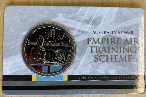 2015 RAM 50c Fifty Cents Australia at War Empire Air Training Scheme Coloured Coin