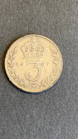 UK Great Britain King Edward V11 Maundy 3d Threepence aUnc