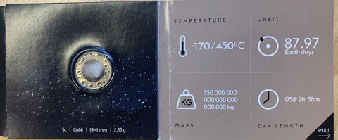 Australia 2017 Royal Australian Mint Planetary 5c Five Cents  'Mercury' Coin