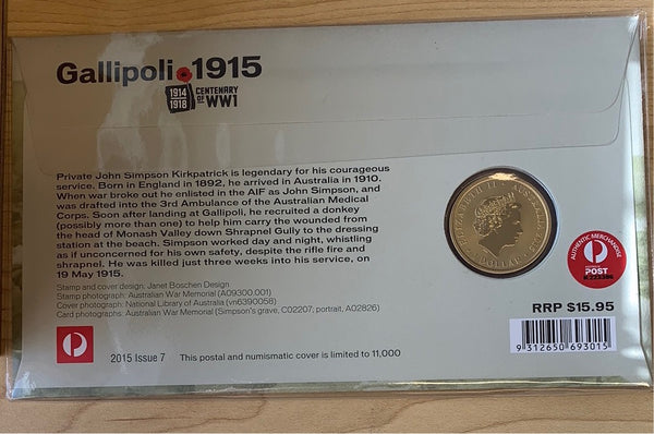 Australia 2015 Gallipoli PNC with $1 coin