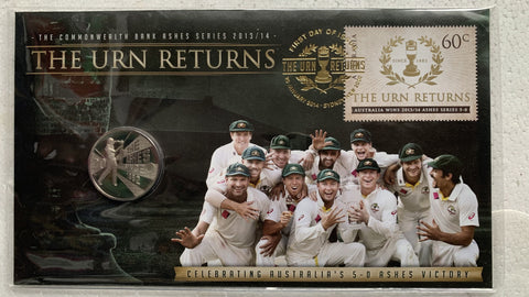 2014 Ashes "The Urn Returns" PNC 20c coin cover