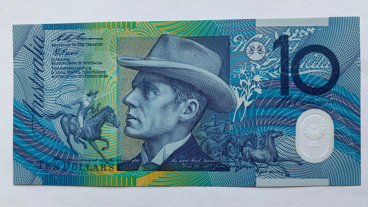 Australia R316ai 1993 $10 Grey Dobell Fraser Evans Polymer Banknote Un ...