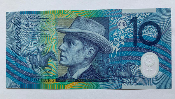 Australia R316ai 1993 $10 Grey Dobell Fraser Evans Polymer Banknote Uncirculated