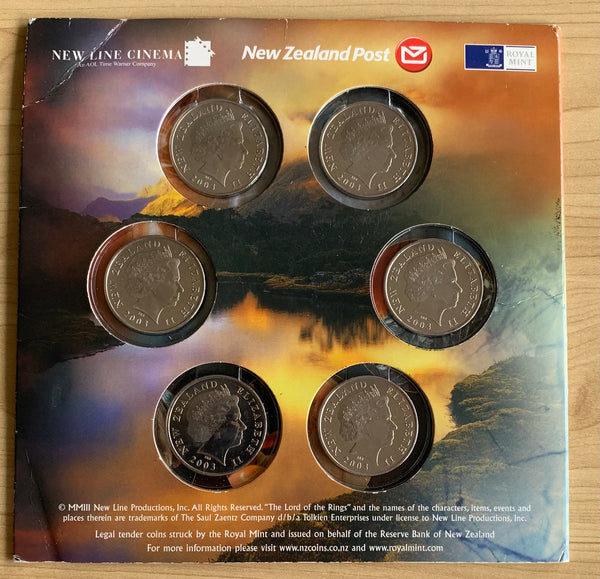 2003 New Zealand 50 cents "Lord of the Rings" 6 Coin Set