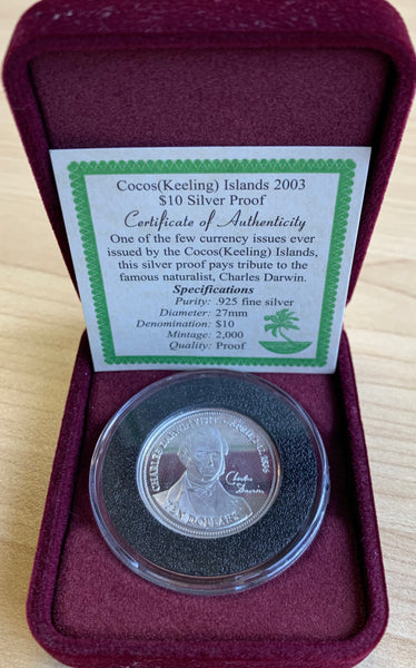 Cocos Keeling Islands 2003 $10 Silver Proof Coin.