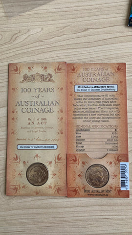 Australia 2010 Royal Australian Mint $1 Coinage Anniversary C mintmark coin in RAM folder