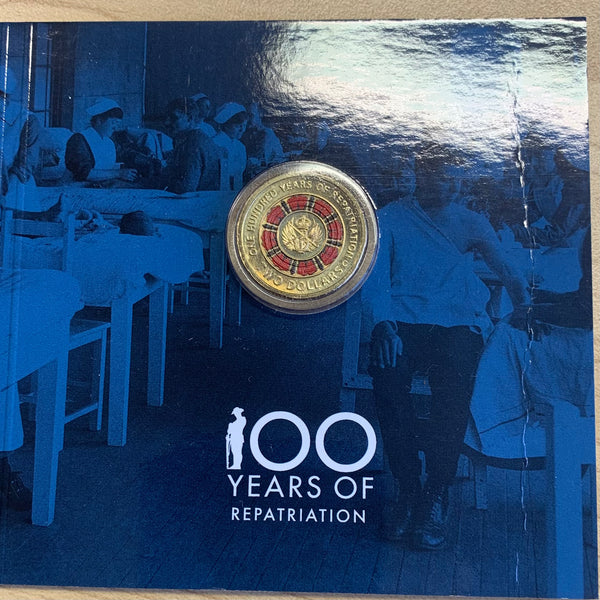 2019 Royal Australian Mint $2 100 Years of Repatriation C Mintmark Coloured Coin