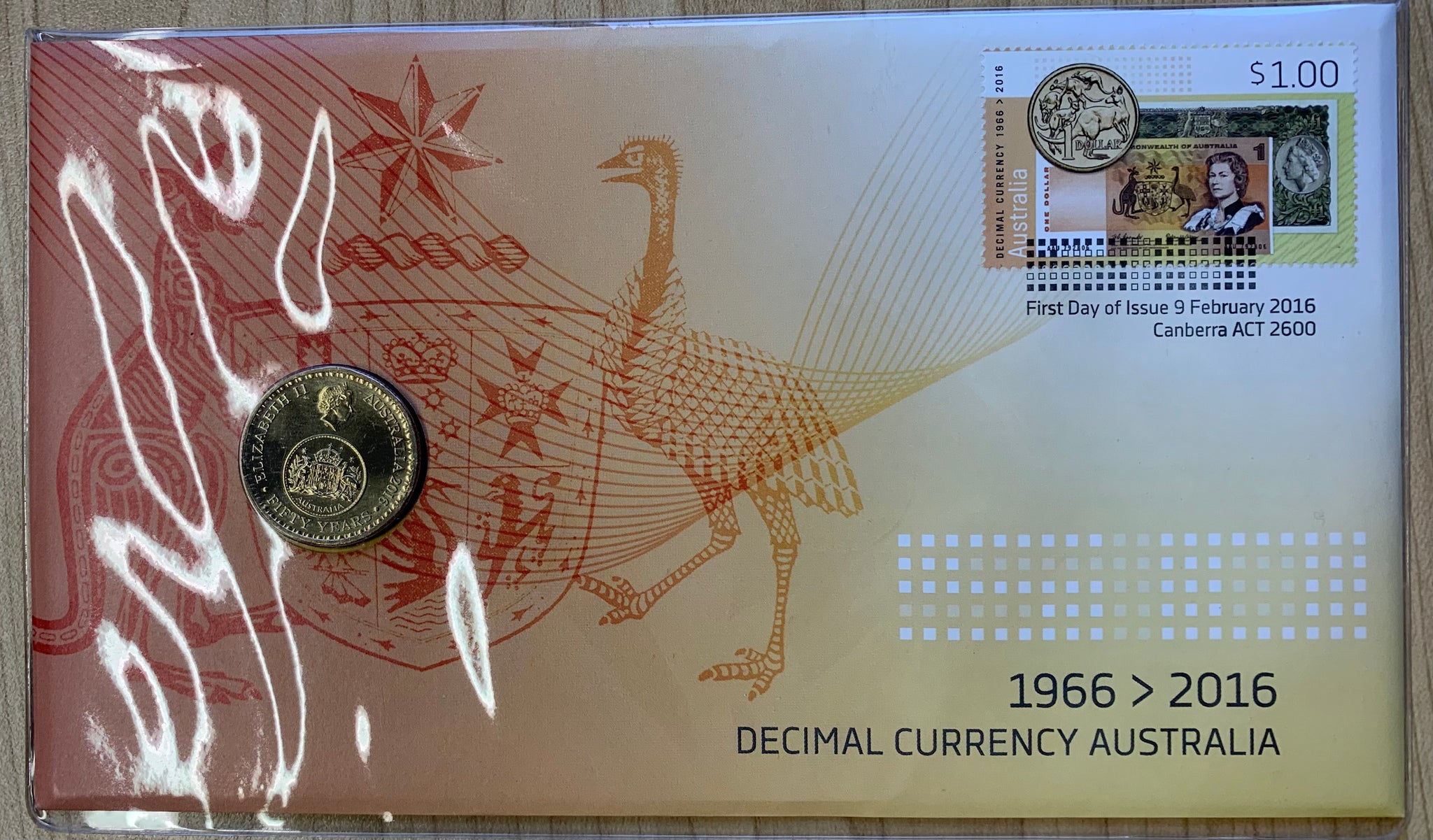 Australia 2016 Decimal Currency Anniversary PNC with $1 coin