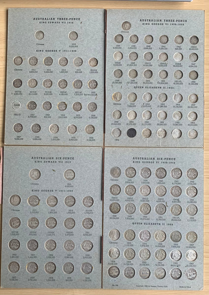 Australia 1910-64 Threepence & Sixpence 3d & 6d collection complete in Dansco Album.