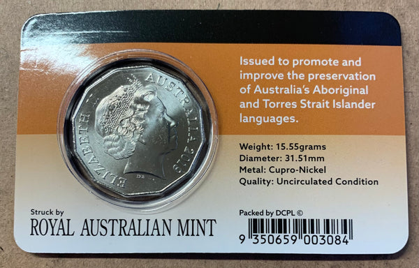 2019 Australia 50c Fifty Cents Indigenous Languages Carded Uncirculated Coin