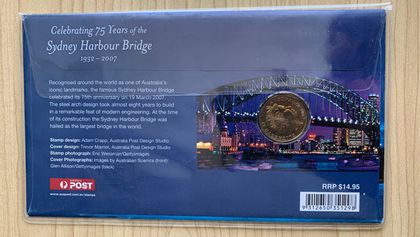 2007 Australia Sydney Harbour Bridge PNC stamp coin overprinted 'Sydney Stamp Expo 2011'