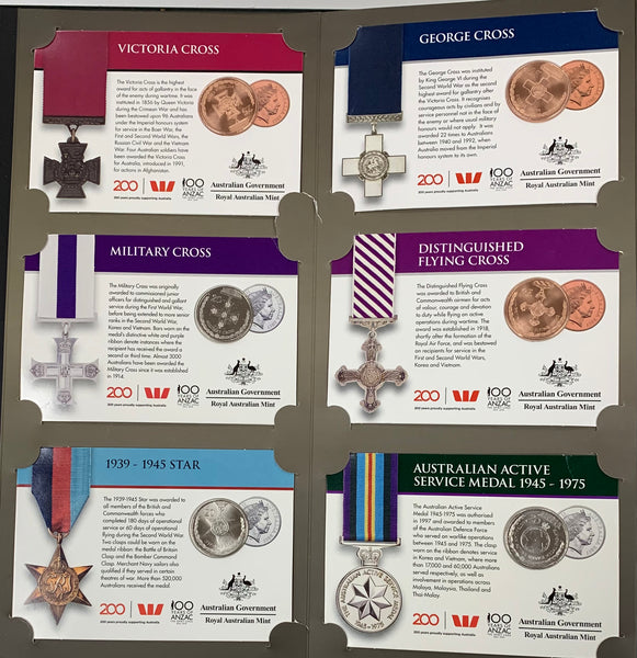 Australia 2017 Royal Australian Mint 20c Legends of the ANZACS Carded Coin Set In Folder